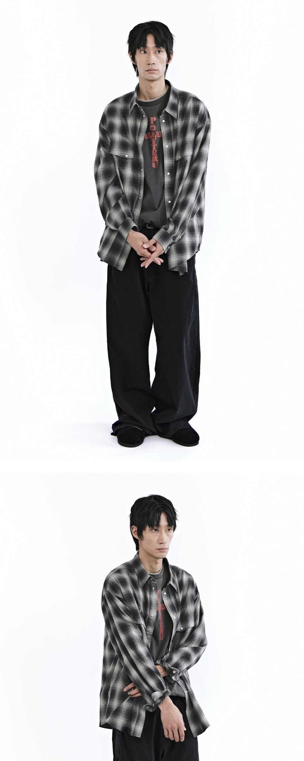 Polyteru - Loosed Check Shirt Western (Charcoal Ombre) product image 3 | TRAB K-Fashion Australia