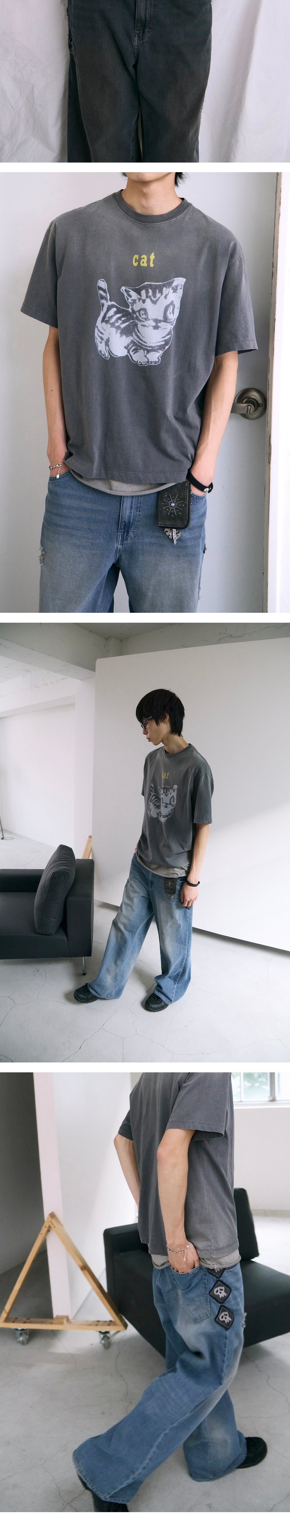 Polyteru - HANK Cat 1/2 Tee (Charcoal) product image 4 | TRAB K-Fashion Australia