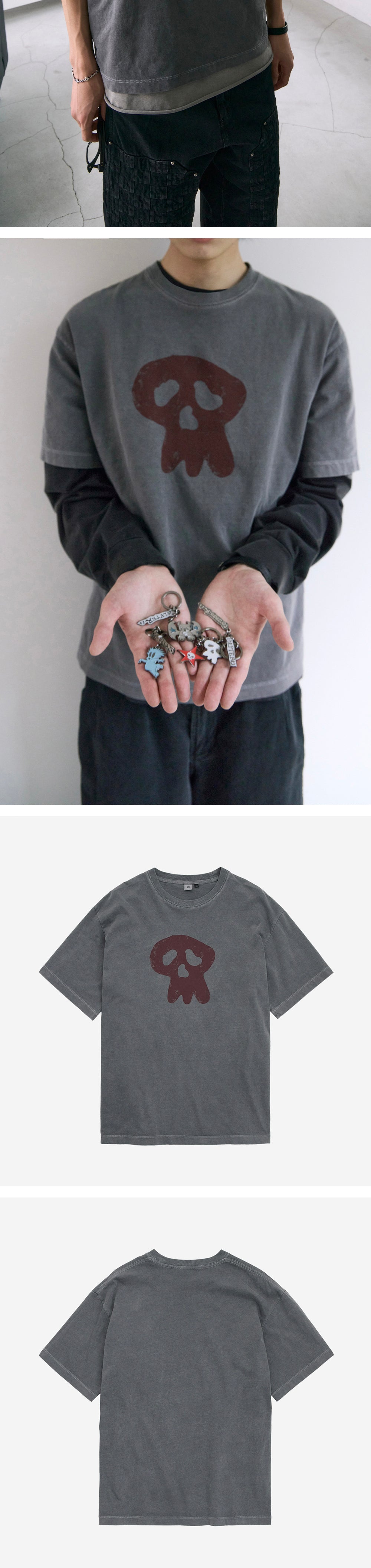 Polyteru - HANK Sad Skull 1/2 Tee (Charcoal) product image 4 | TRAB K-Fashion Australia