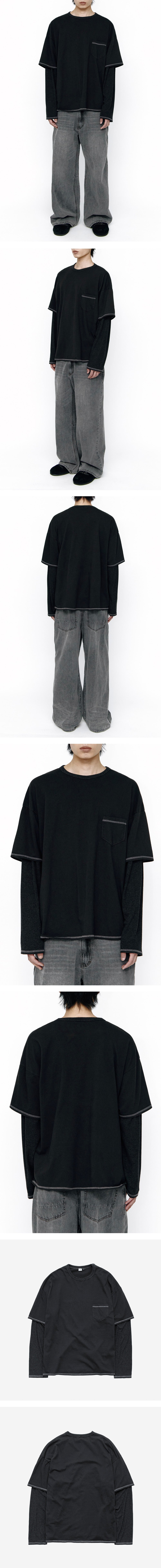 Polyteru - Layered Long Sleeves (Dark Charcoal) product image 3 | TRAB K-Fashion Australia