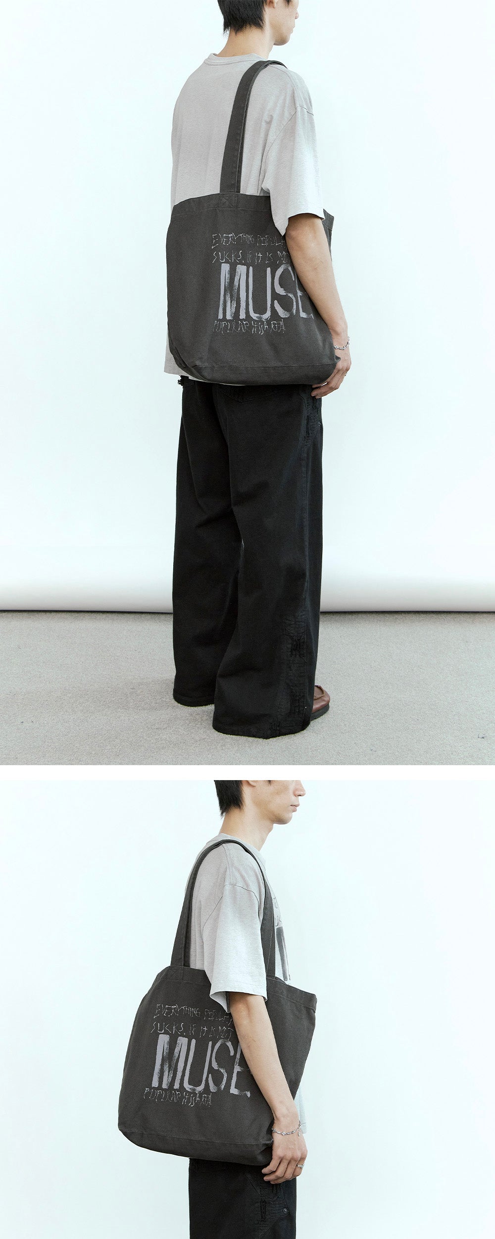 Polyteru - 1011 Marka Muse Canvas Bag (Charcoal) product image 3 | TRAB K-Fashion Australia