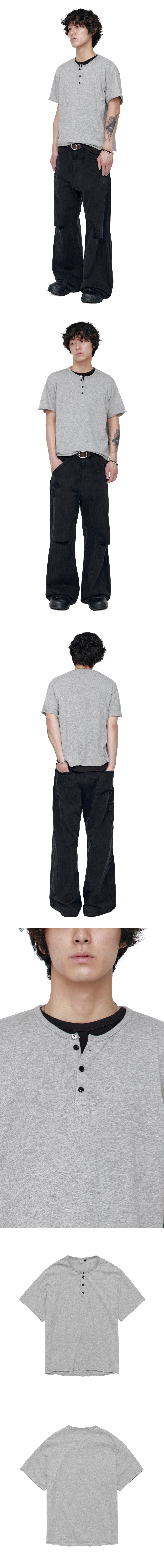 Polyteru - 1/2 Henley Neck T-Shirt 8% (Melange Gray) product image 3 | TRAB K-Fashion Australia