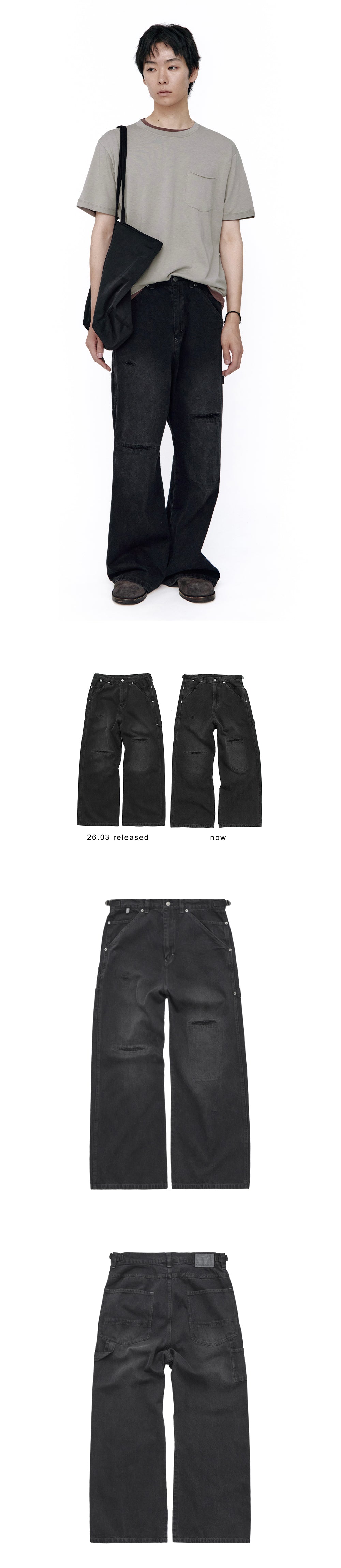 Polyteru - Damaged Carpenter Pants (Washed Black) product image 2 | TRAB K-Fashion Australia