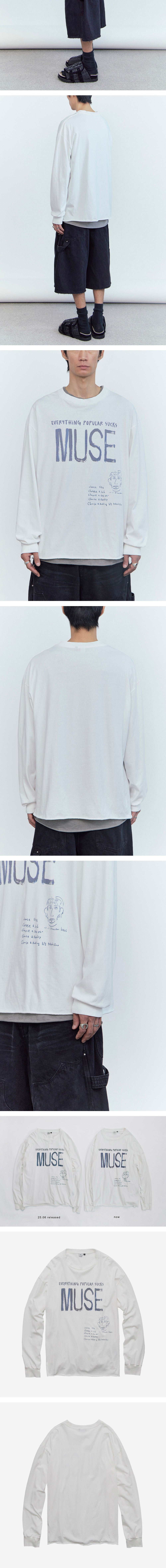 Polyteru - 1011 Lettering Muse Long Sleeve Raw Cut (Used White) product image 4 | TRAB K-Fashion Australia