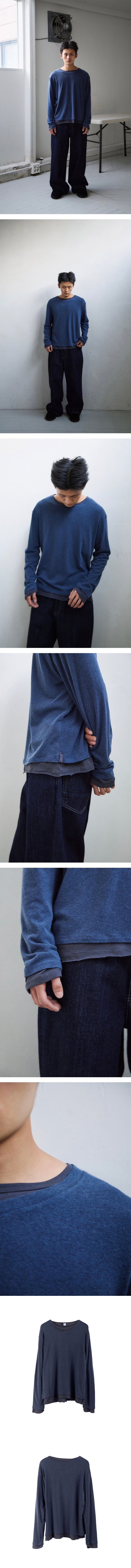Polyteru - V-Neck Knit Layered Long Sleeves Blue + (Charcoal) product image 3 | TRAB K-Fashion Australia