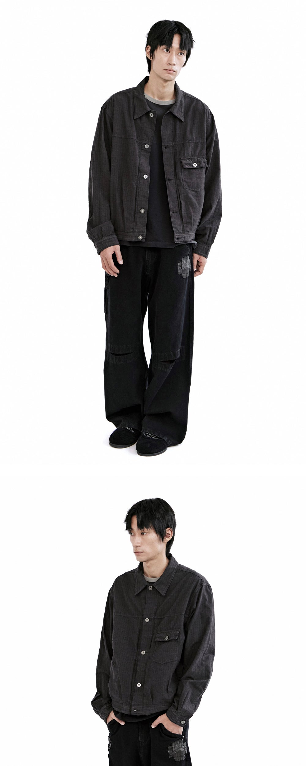 Polyteru - Light Trucker Jacket (Striped Brown) product image 3 | TRAB K-Fashion Australia