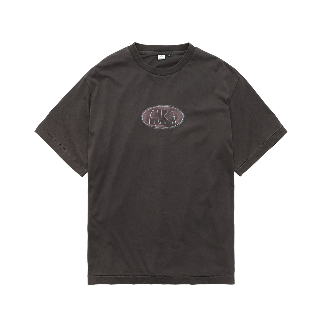 Polyteru - 1/2 Graphic T-Shirt 'Aura Button' Washed (Charcoal Brown) product image 1 | TRAB K-Fashion Australia
