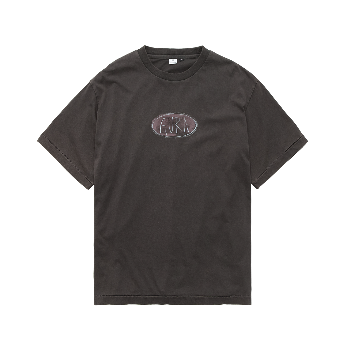 Polyteru - 1/2 Graphic T-Shirt 'Aura Button' Washed (Charcoal Brown) product image 1 | TRAB K-Fashion Australia