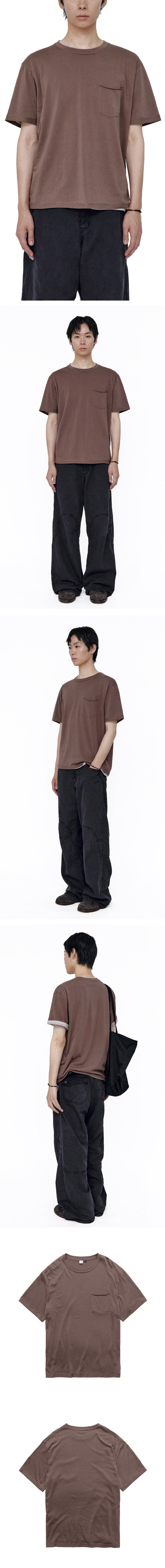 Polyteru - Raw Cut Pocket T-Shirt (Pink Brown) product image 3 | TRAB K-Fashion Australia