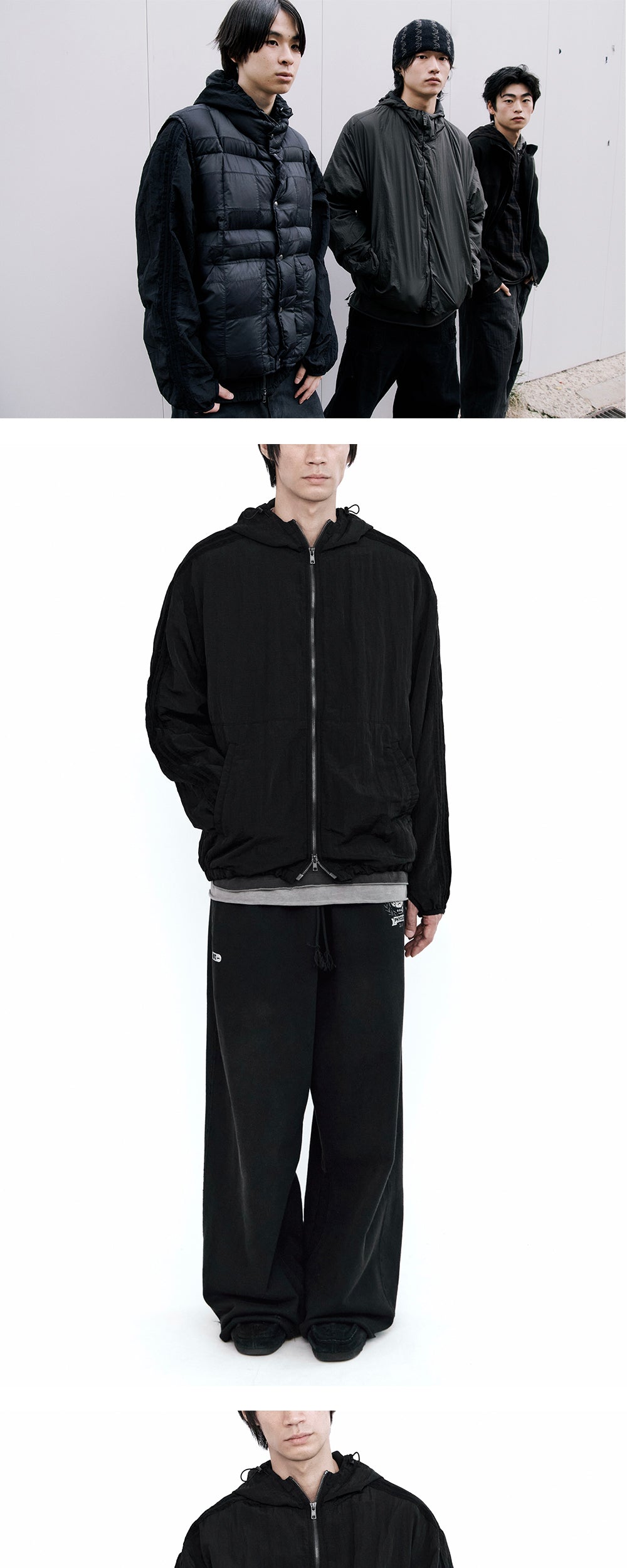 Polyteru - Old School Track Zip Hoodie (Black) product image 3 | TRAB K-Fashion Australia