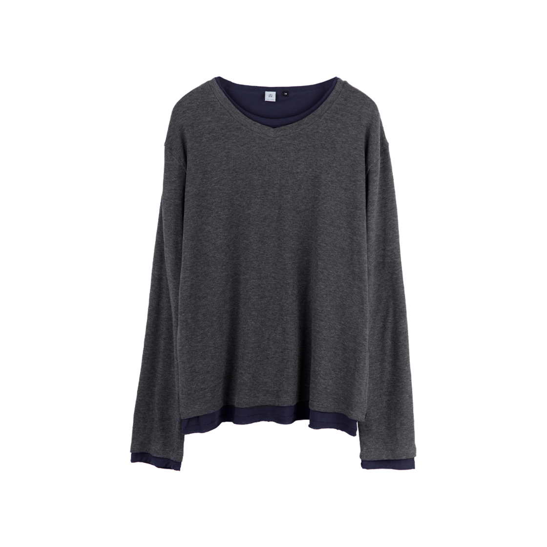 Polyteru - V-Neck Knit Layered Long Sleeves Charcoal + (Navy) product image 1 | TRAB K-Fashion Australia
