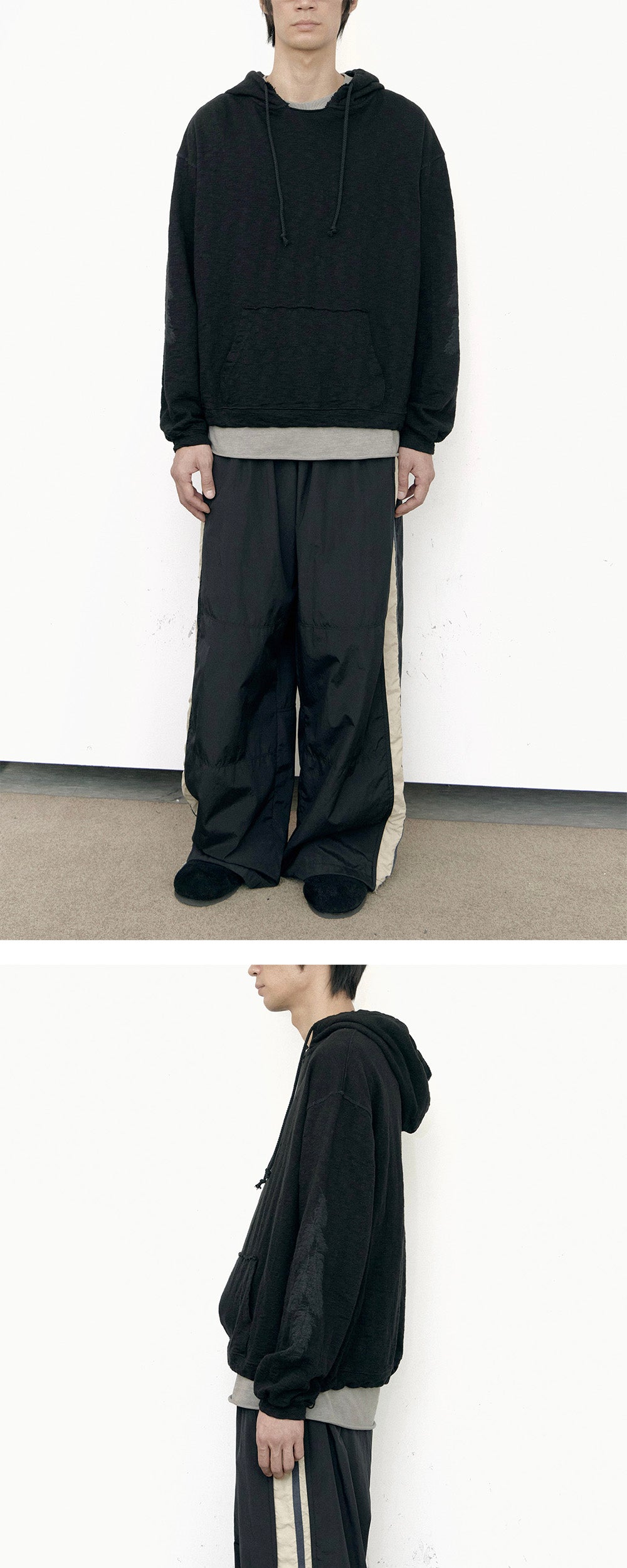 Polyteru - Feather Raw Cut Hoodie (Black) product image 3 | TRAB K-Fashion Australia