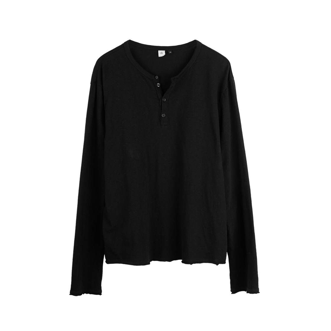 Polyteru - Slub Henley Neck Long Sleeves (Black) product image 1 | TRAB K-Fashion Australia