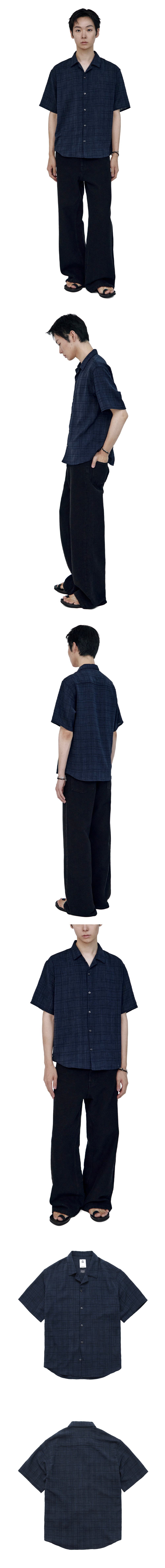 Polyteru - Stitched 1/2 Check Shirt (Blue Navy) product image 3 | TRAB K-Fashion Australia