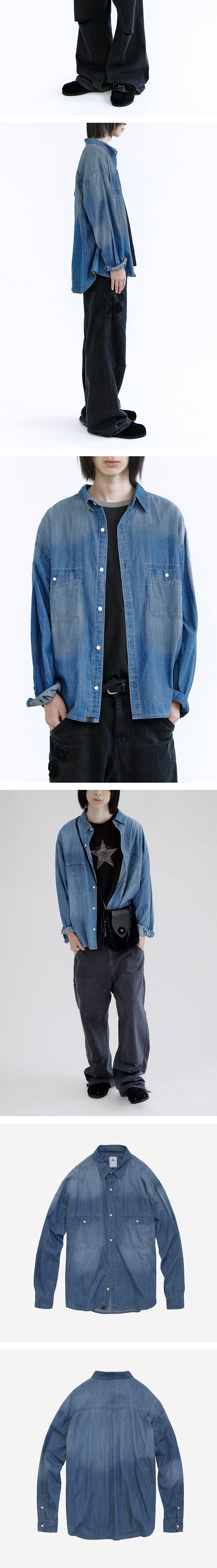 Polyteru - Used Denim Shirt (Mid Blue) product image 4 | TRAB K-Fashion Australia