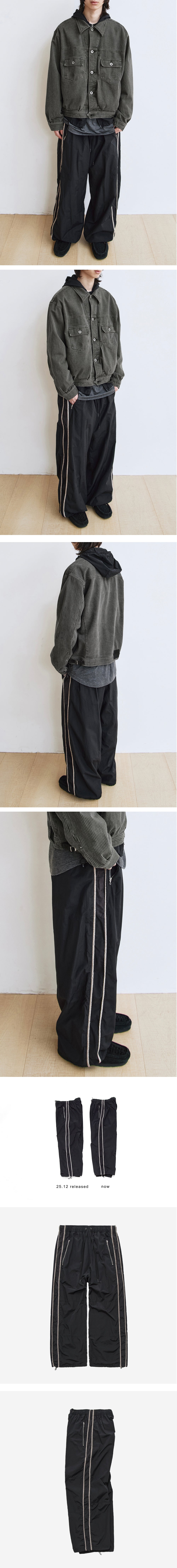 Polyteru - 1011 Nylon Track Pants Floral (Piped Black) product image 3 | TRAB K-Fashion Australia