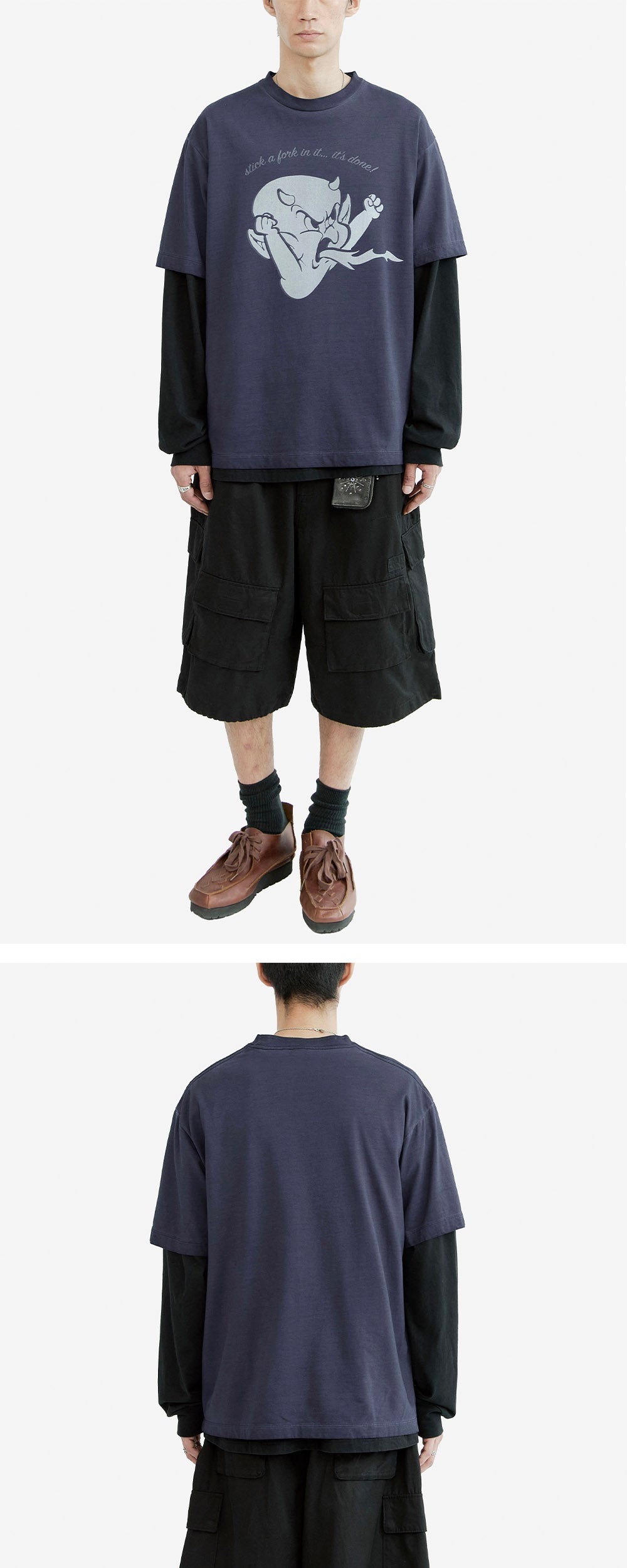 Polyteru - x Hot Stuff 1/2 Sleeves 'Angry' (Washed Blue) product image 3 | TRAB K-Fashion Australia