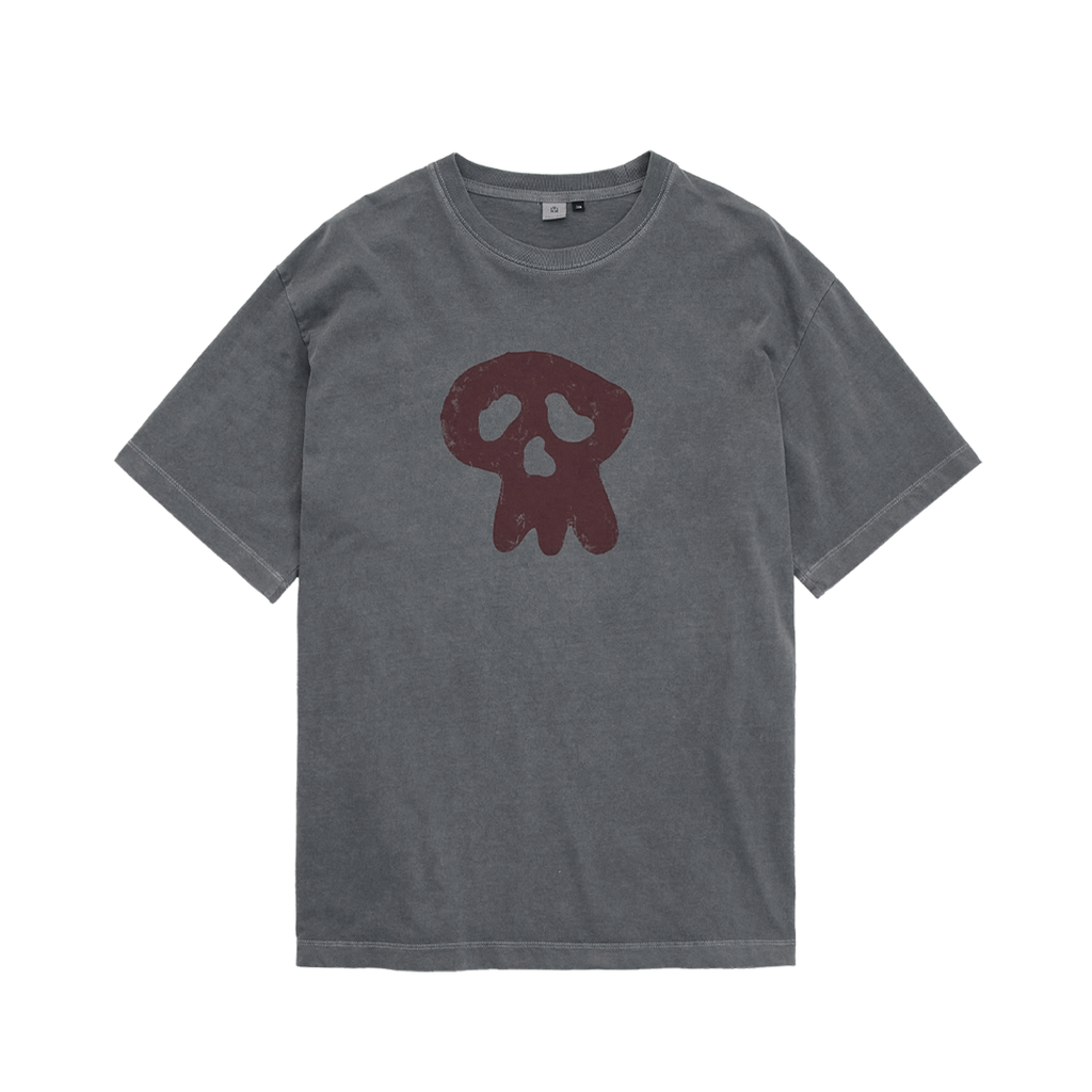 Polyteru - HANK Sad Skull 1/2 Tee (Charcoal) product image 1 | TRAB K-Fashion Australia
