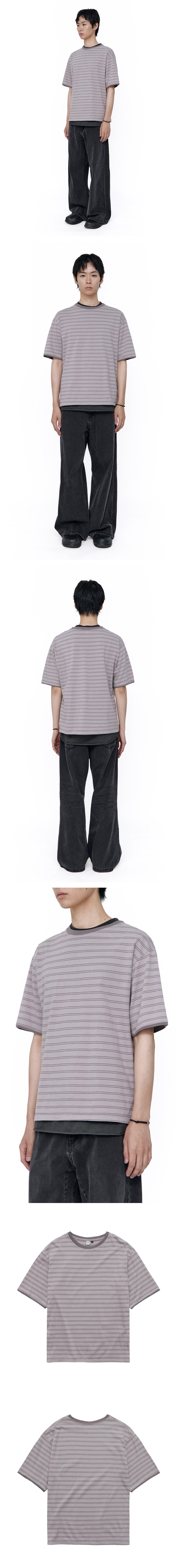 Polyteru - Loosed Striped T-Shirt (Dusty Pink) product image 3 | TRAB K-Fashion Australia