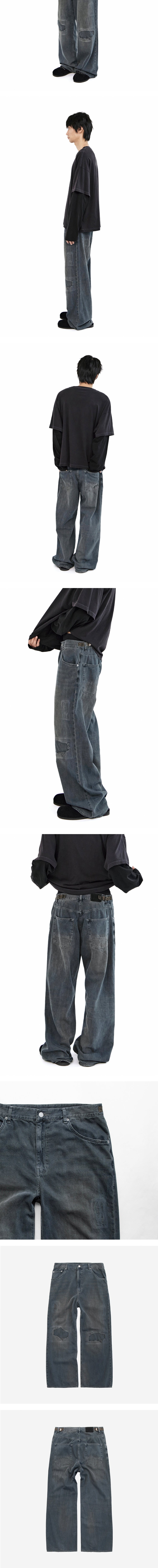 Polyteru - Gosima Denim Pants Knee Patch (Blue Gray) product image 4 | TRAB K-Fashion Australia