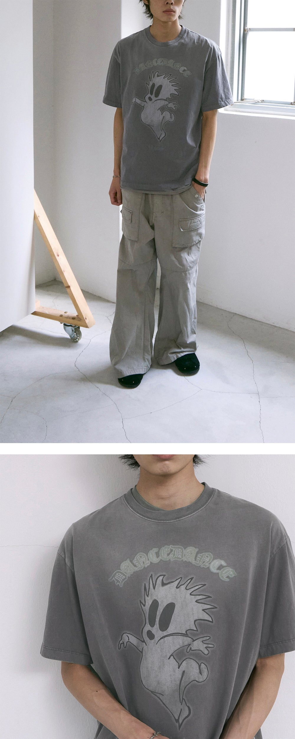 Polyteru - HANK Dancing Ghost 1/2 Tee (Charcoal) product image 3 | TRAB K-Fashion Australia