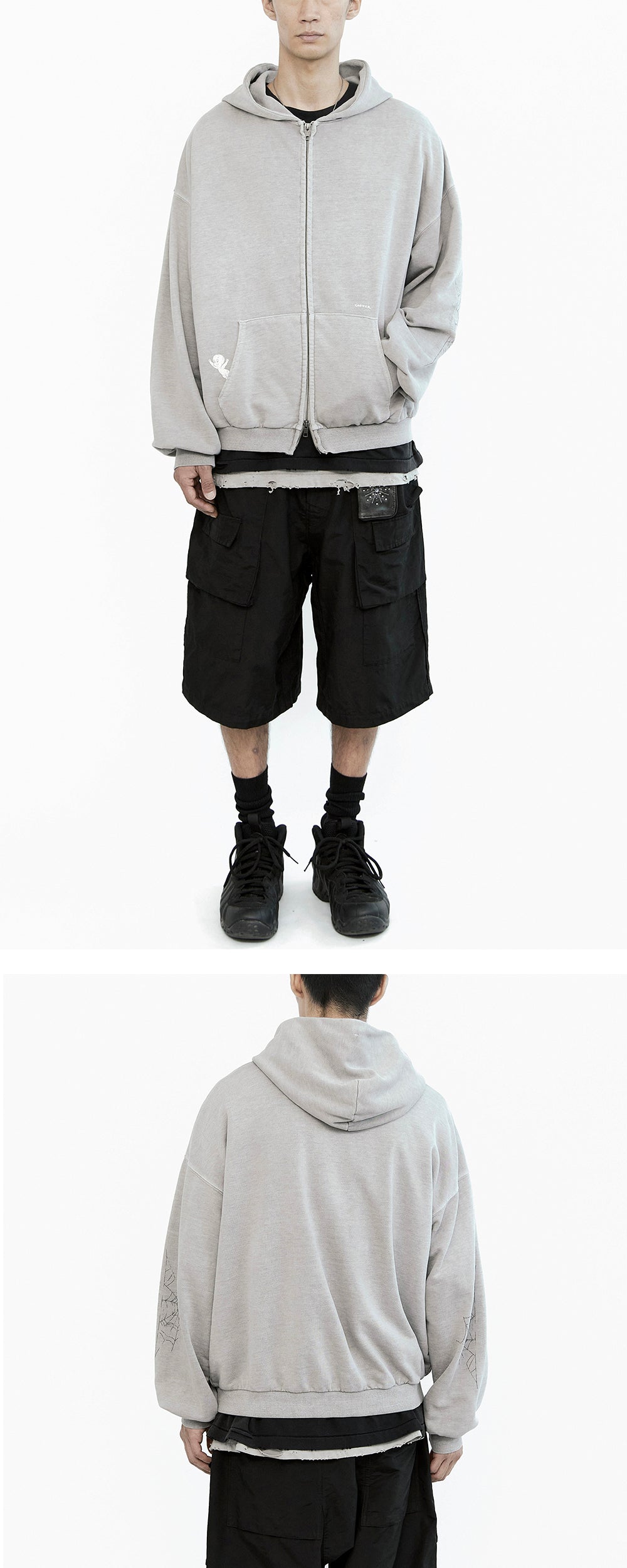 Polyteru - x Casper Zip Hoodie 'Spider's Web' 1% (Dyed Gray) product image 2 | TRAB K-Fashion Australia
