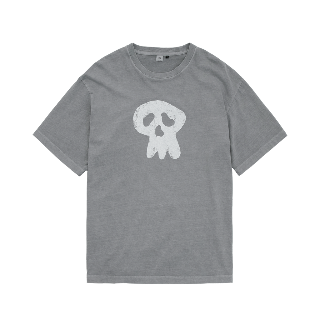 Polyteru - HANK Sad Skull 1/2 Tee (Gray) product image 1 | TRAB K-Fashion Australia