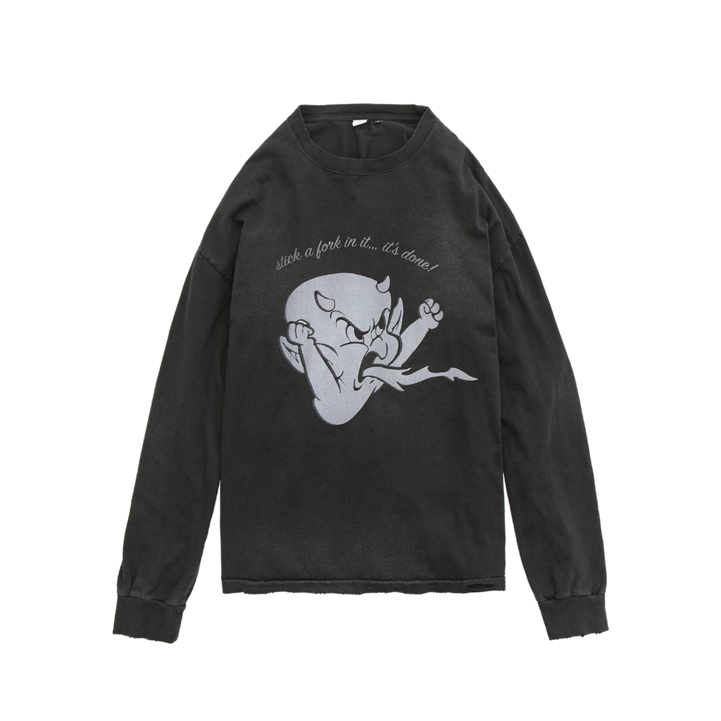 Polyteru - x Hot Stuff Long Sleeves 'Angry' Hard (Washed Charcoal) product image 1 | TRAB K-Fashion Australia