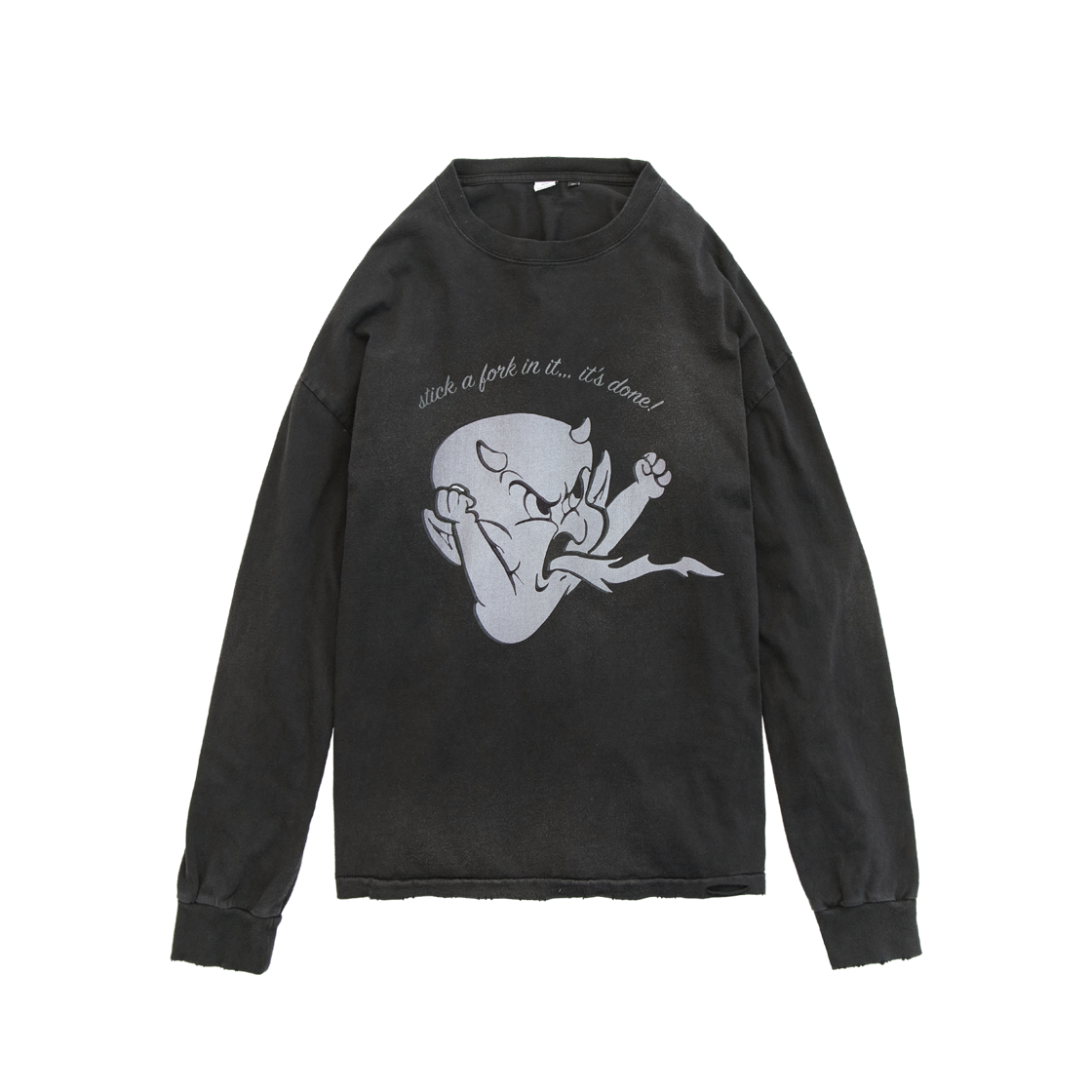 Polyteru - x Hot Stuff Long Sleeves 'Angry' Hard (Washed Charcoal) product image 1 | TRAB K-Fashion Australia