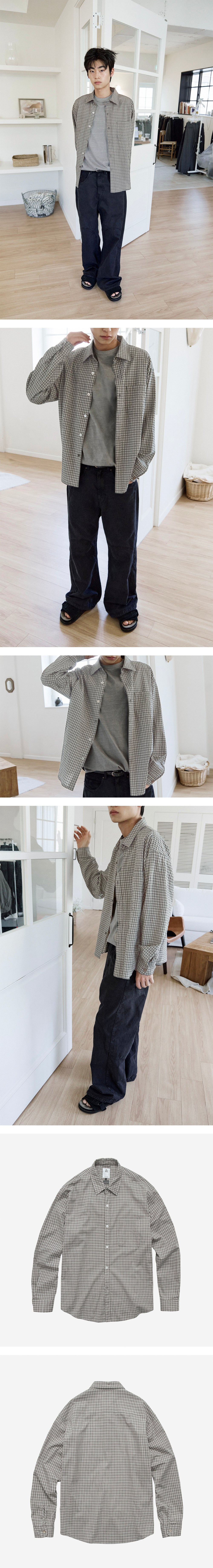 Polyteru - Loosed Check Shirts (Gray Beige) product image 3 | TRAB K-Fashion Australia