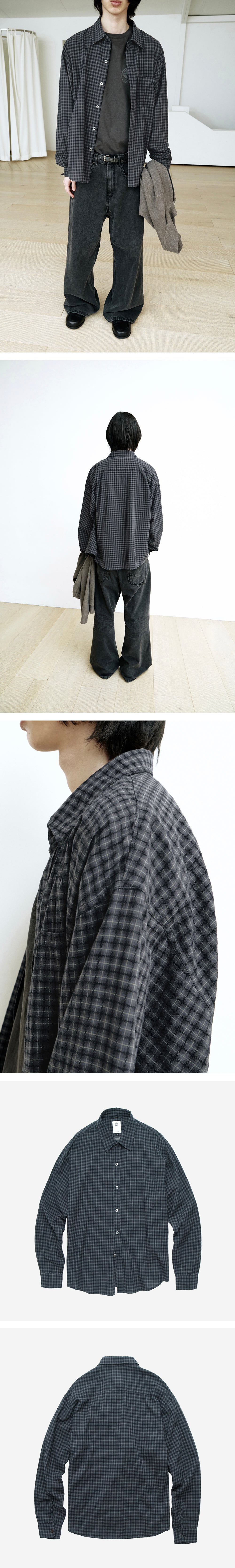 Polyteru - Loosed Check Shirts (Navy) product image 3 | TRAB K-Fashion Australia