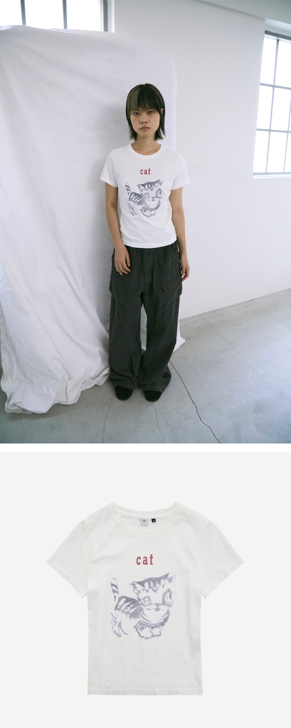 Polyteru - HANK Cat 1/2 Tee (White) product image 3 | TRAB K-Fashion Australia