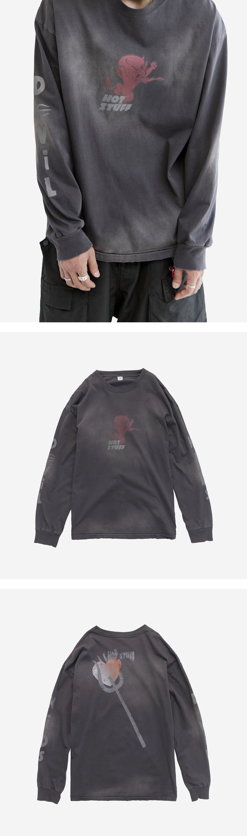 Polyteru - x Hot Stuff Long Sleeves 'Back Spear' Hard (Washed Purple) product image 5 | TRAB K-Fashion Australia
