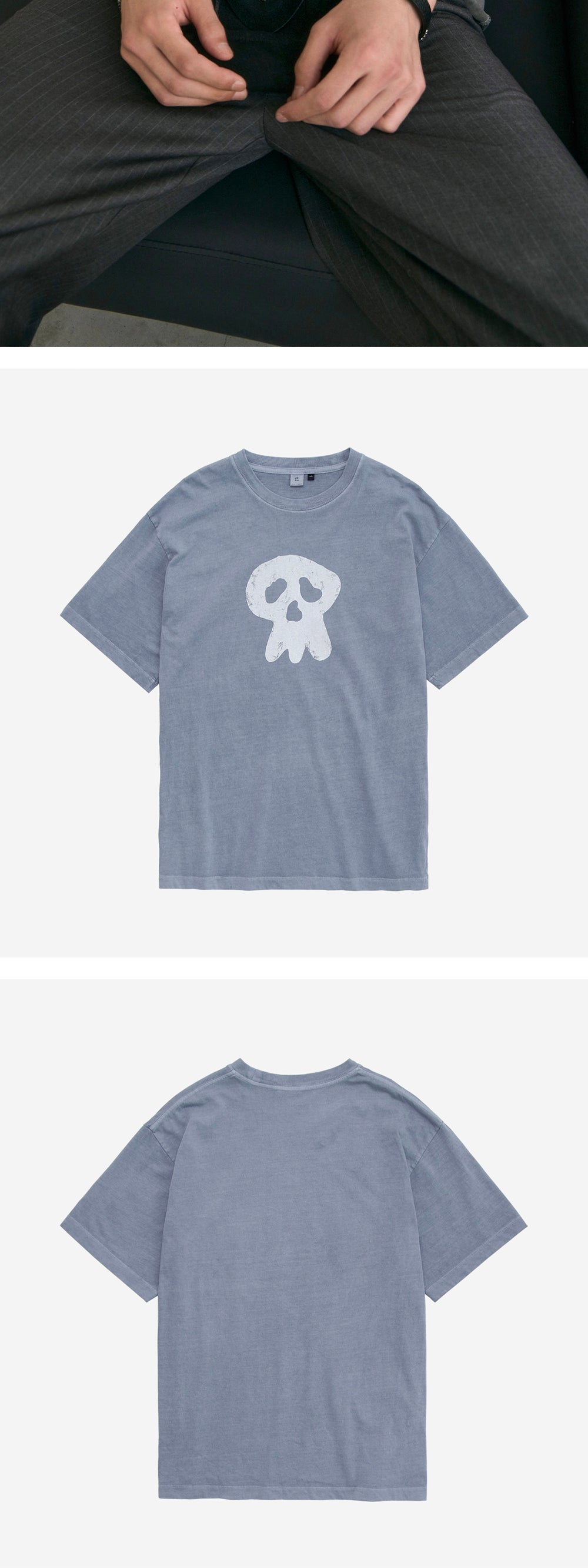 Polyteru - HANK Sad Skull 1/2 Tee (Blue) product image 4 | TRAB K-Fashion Australia