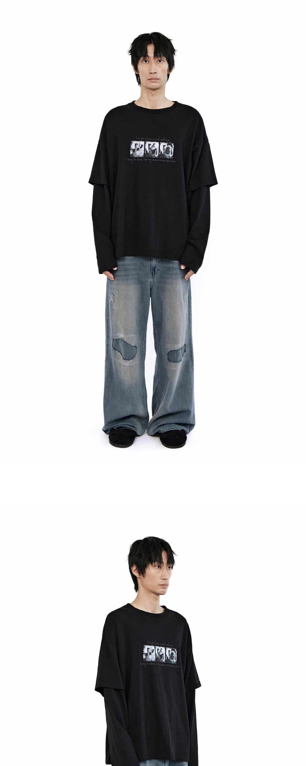 Polyteru - Gosima Denim Pants Knee Patch (Light Blue) product image 3 | TRAB K-Fashion Australia