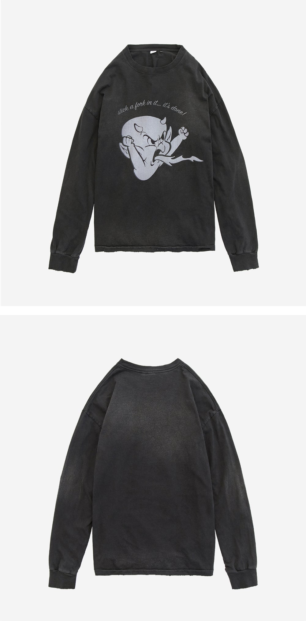 Polyteru - x Hot Stuff Long Sleeves 'Angry' Hard (Washed Charcoal) product image 5 | TRAB K-Fashion Australia