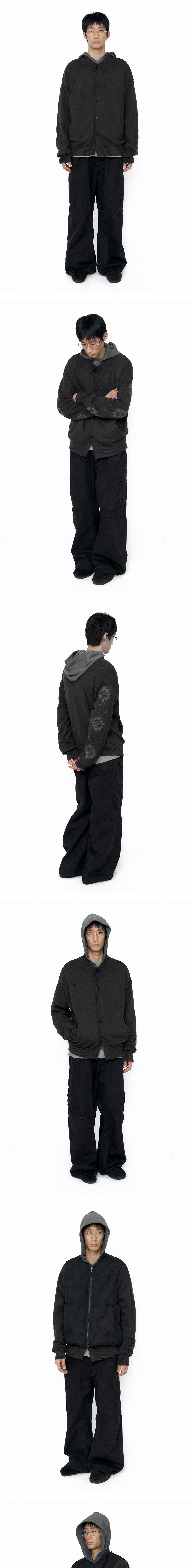 Polyteru - Button Up Cardigan Ethnic Sleeves (Charcoal) product image 2 | TRAB K-Fashion Australia