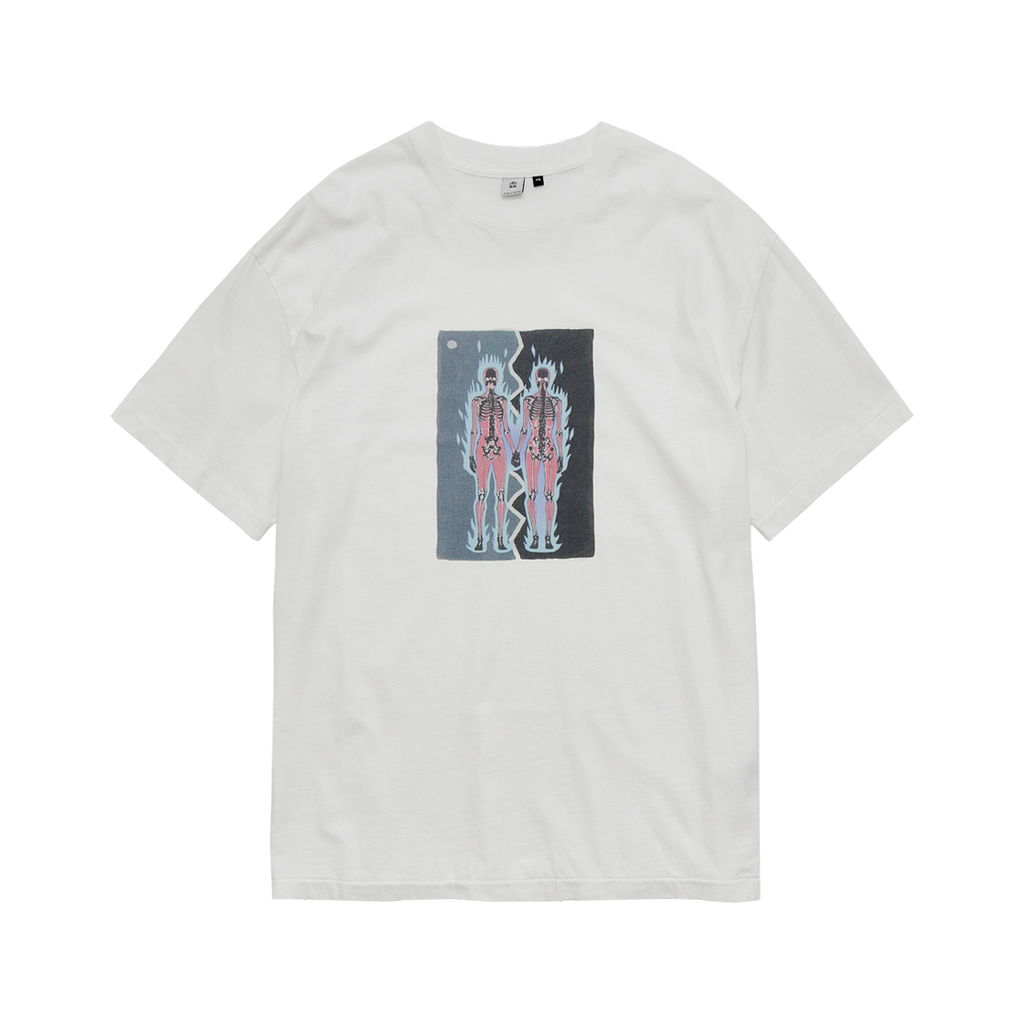 Polyteru - 1/2 Graphic T-Shirt 'Skull (Couple' White) product image 1 | TRAB K-Fashion Australia