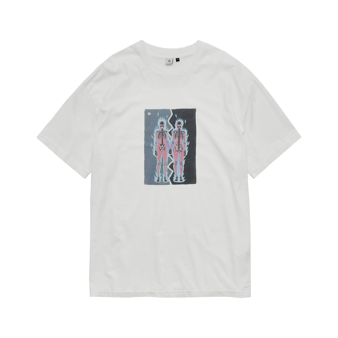 Polyteru - 1/2 Graphic T-Shirt 'Skull (Couple' White) product image 1 | TRAB K-Fashion Australia