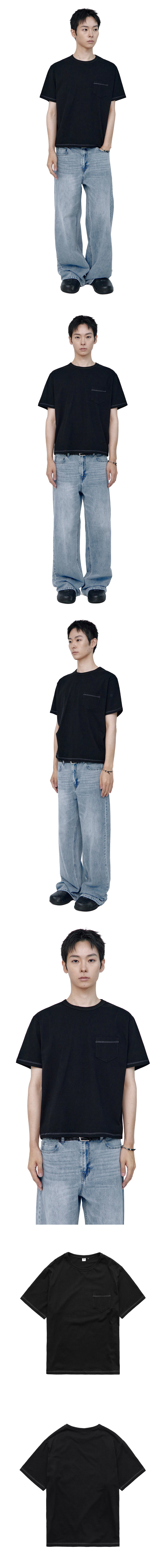 Polyteru - Stitched Pocket Tee (Black) product image 3 | TRAB K-Fashion Australia