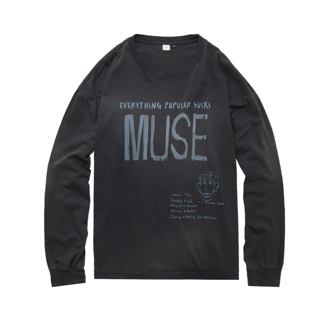 Polyteru - 1011 Lettering Muse Long Sleeve (Faded Black) product image 1 | TRAB K-Fashion Australia