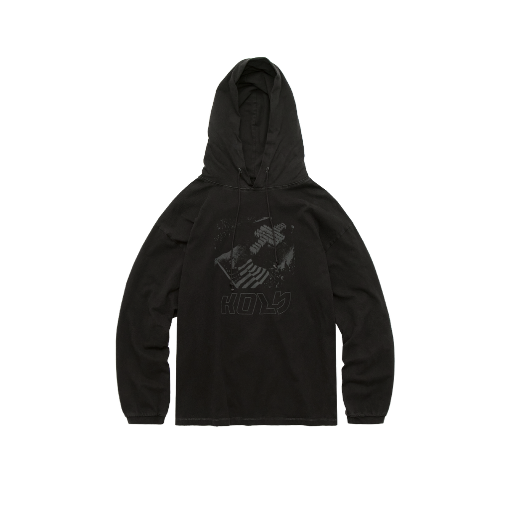 Polyteru - Graphic Hooded Long Sleeves (Holy Charcoal) product image 1 | TRAB K-Fashion Australia