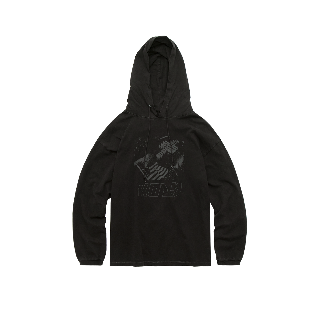 Polyteru - Graphic Hooded Long Sleeves (Holy Charcoal) product image 1 | TRAB K-Fashion Australia