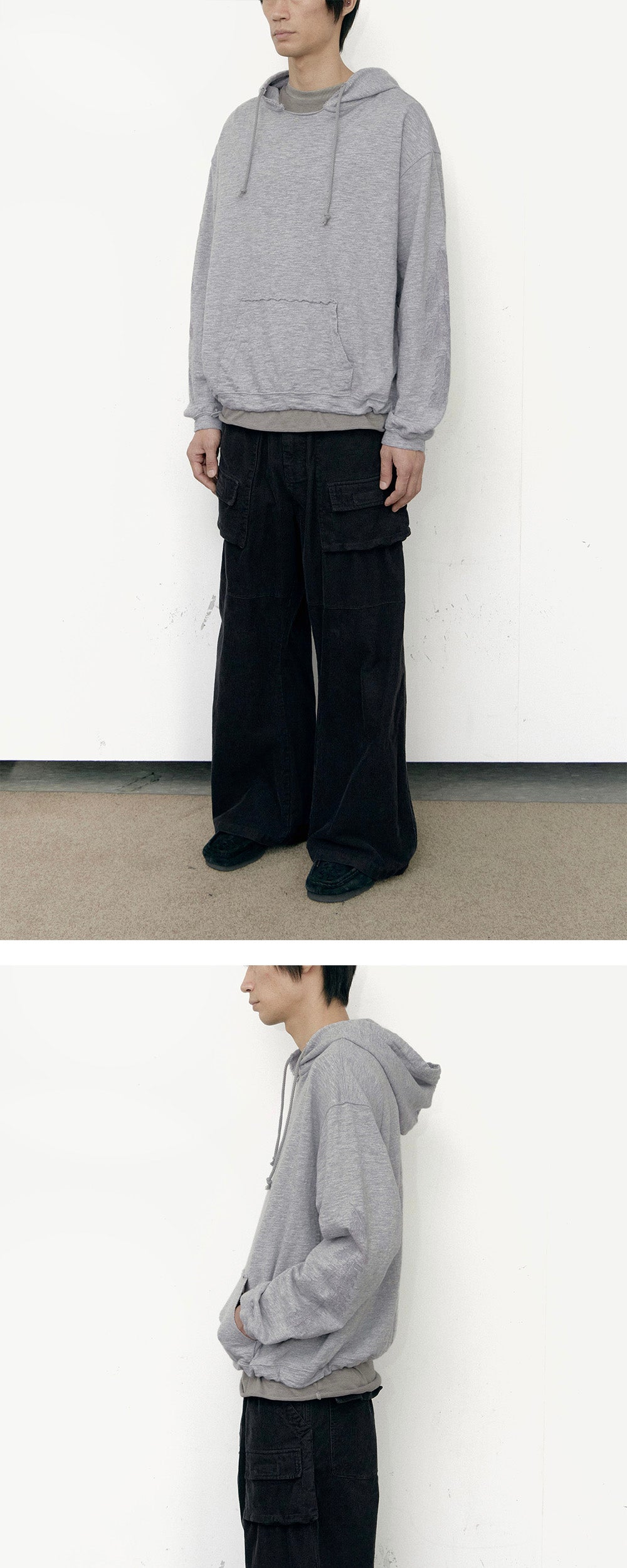 Polyteru - Feather Raw Cut Hoodie (Gray) product image 3 | TRAB K-Fashion Australia