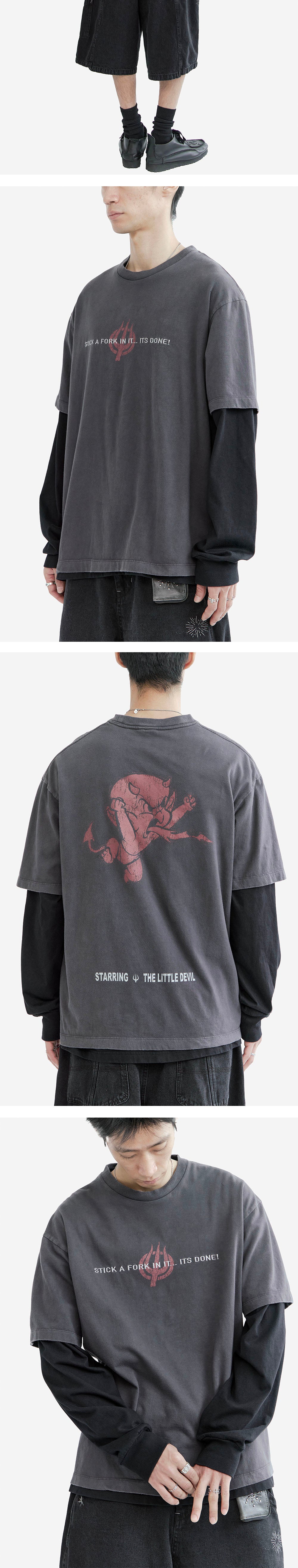 Polyteru - x Hot Stuff 1/2 Sleeves Lettering (Purple Gray) product image 4 | TRAB K-Fashion Australia