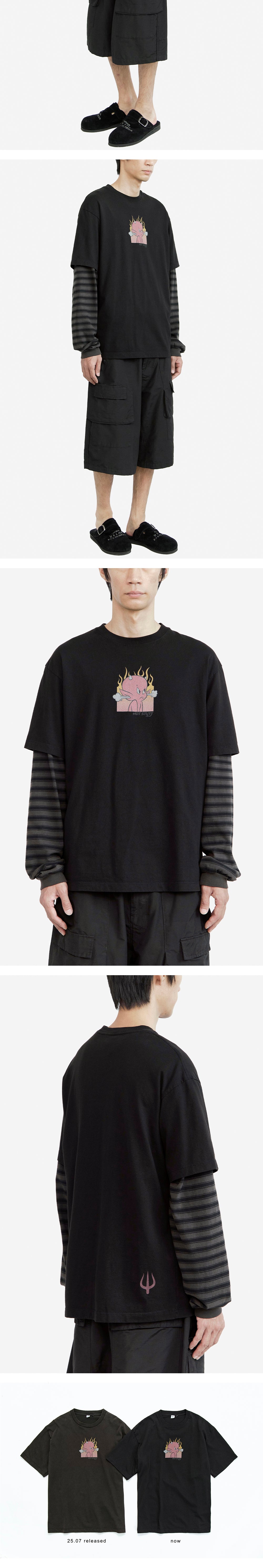 Polyteru - x Hot Stuff 1/2 Sleeves 'Flame' (Washed Black) product image 4 | TRAB K-Fashion Australia