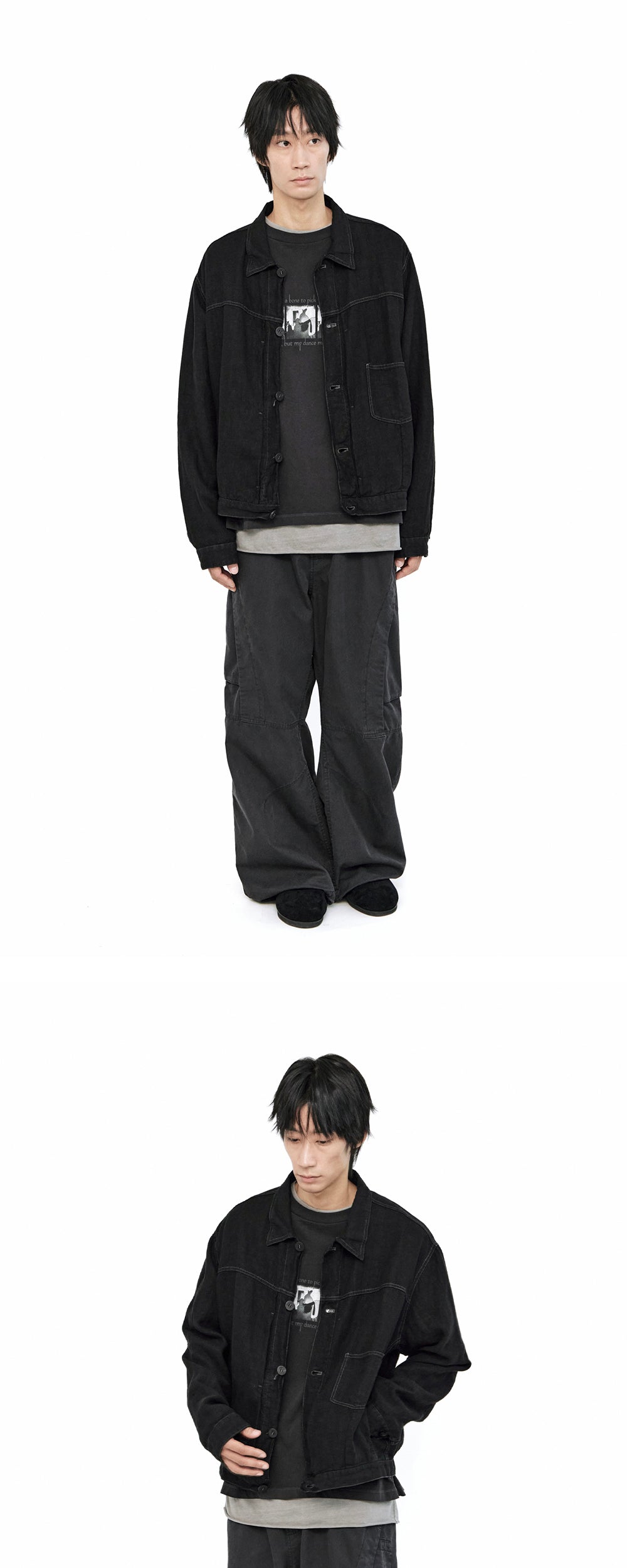 Polyteru - Linen Trucker Jacket (Charcoal) product image 3 | TRAB K-Fashion Australia