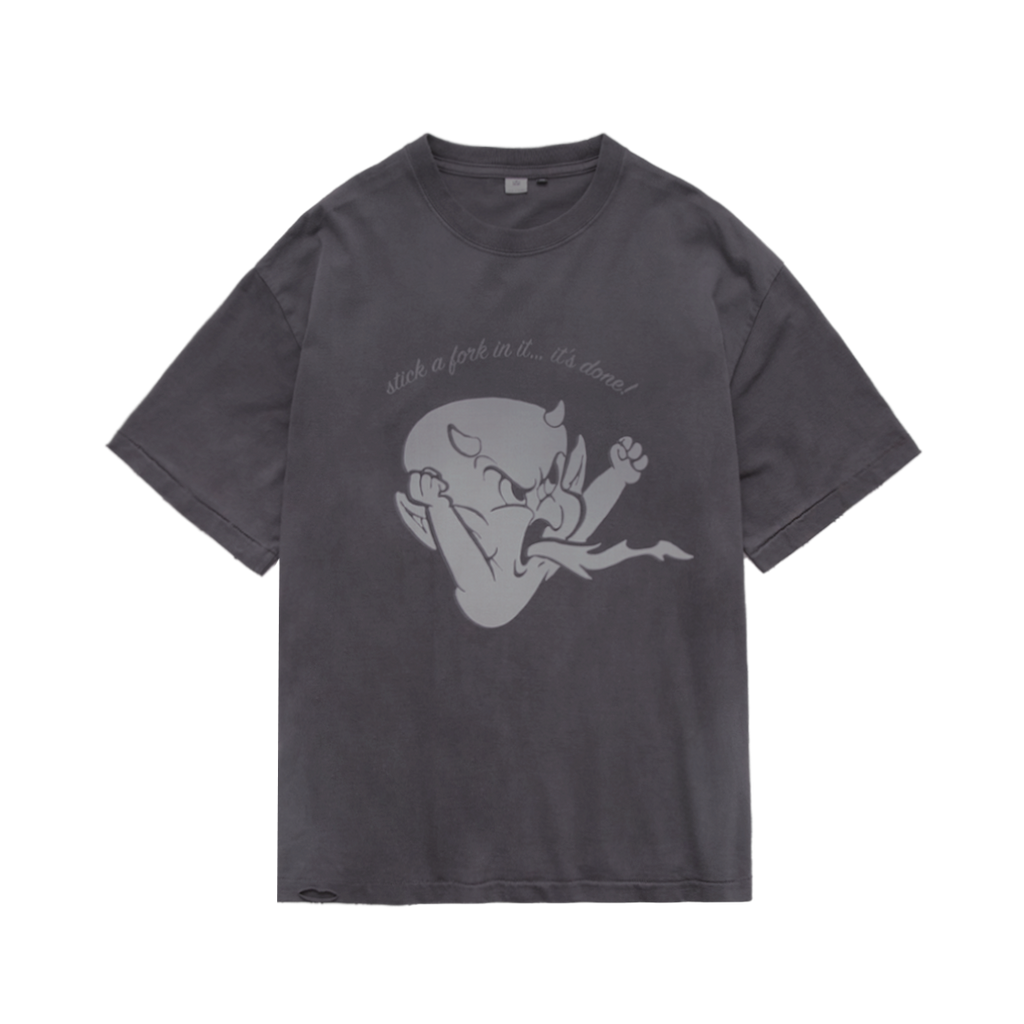 Polyteru - x Hot Stuff Hard Washed Tee 'Angry' Washed (Purple Gray) product image 1 | TRAB K-Fashion Australia
