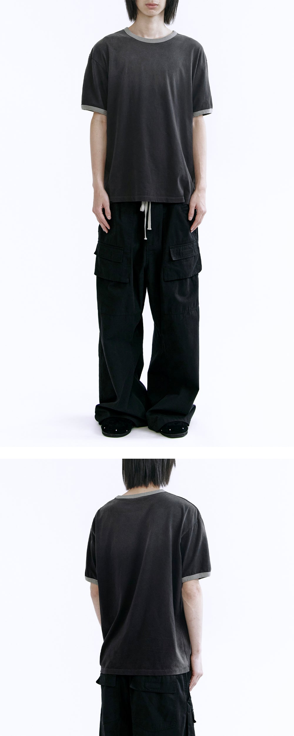 Polyteru - 1/2 Ringer T-Shirt (Faded Charcoal) product image 3 | TRAB K-Fashion Australia