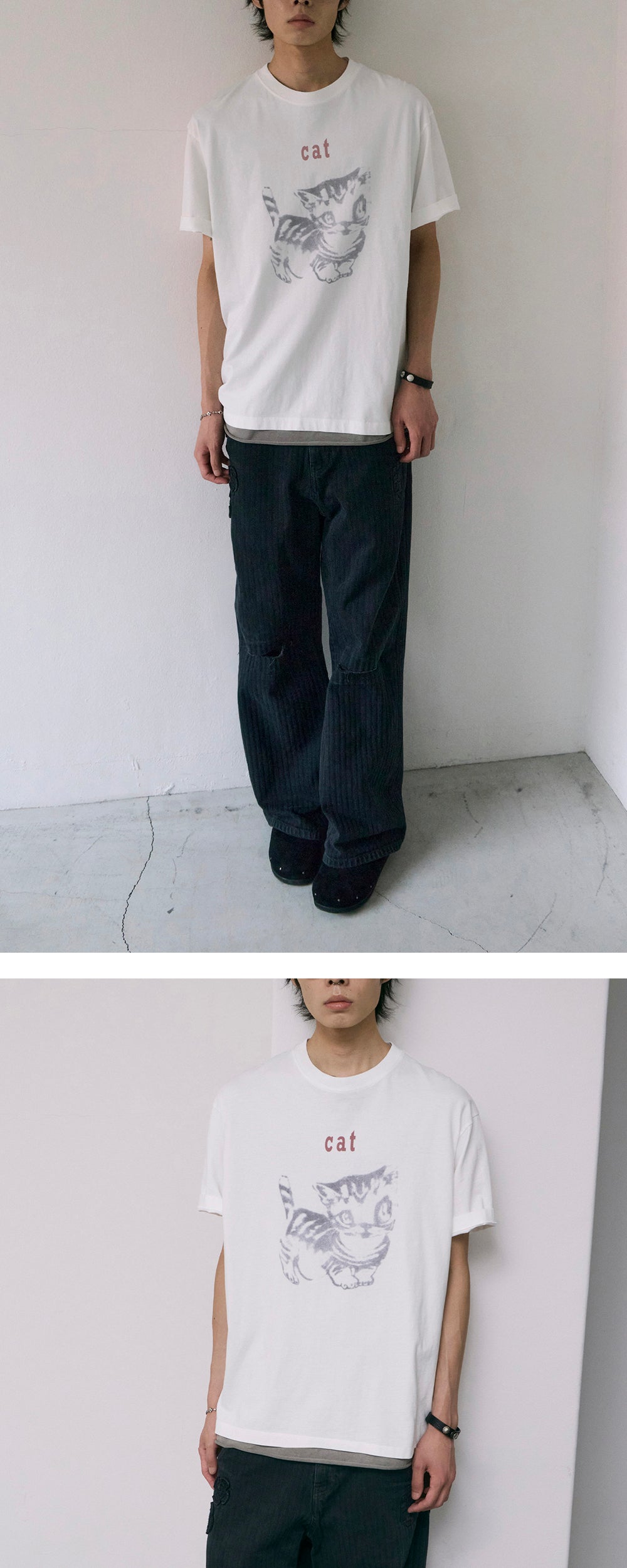 Polyteru - HANK Cat 1/2 Tee (White) product image 3 | TRAB K-Fashion Australia